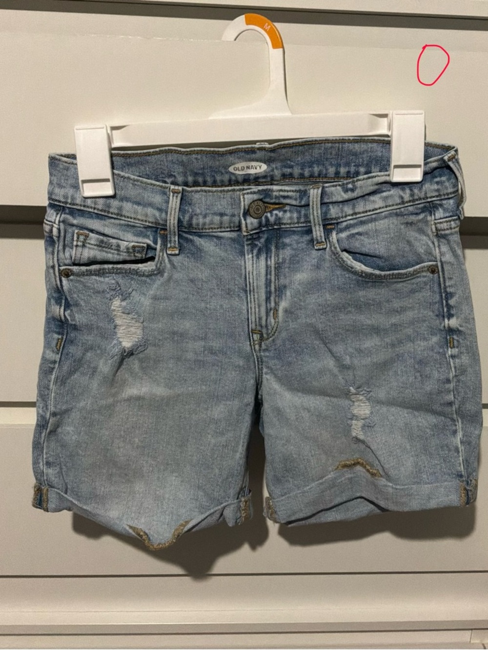 Old Navy Light Wash Distressed Denim Roll-Cuff Shorts